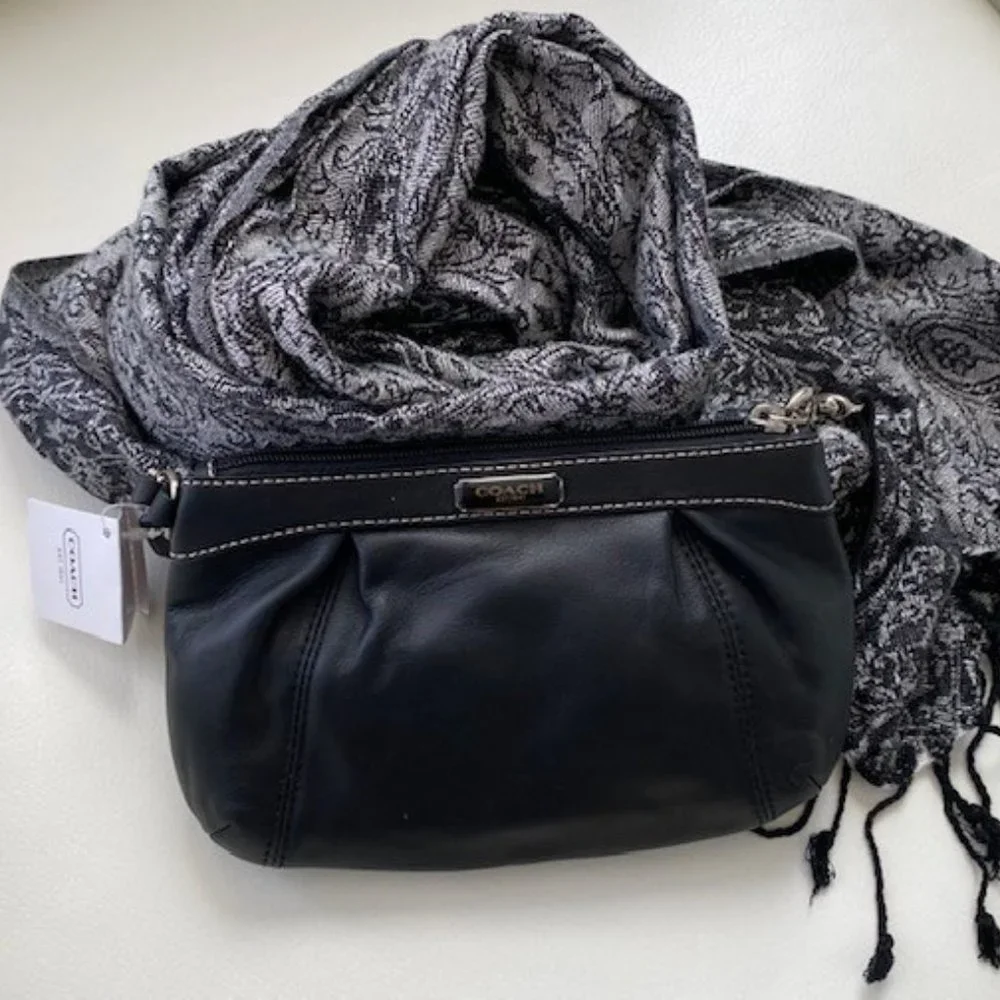 COACH Black Leather Pleated Wristlet - Picture 8 of 10